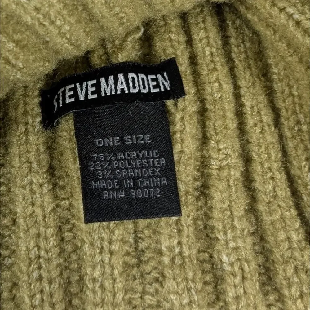 Steve Madden Knit Beanie Hat Womens Green Winter Hat